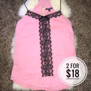 EXPRESS HALTER TOP WITH LACE DETAIL